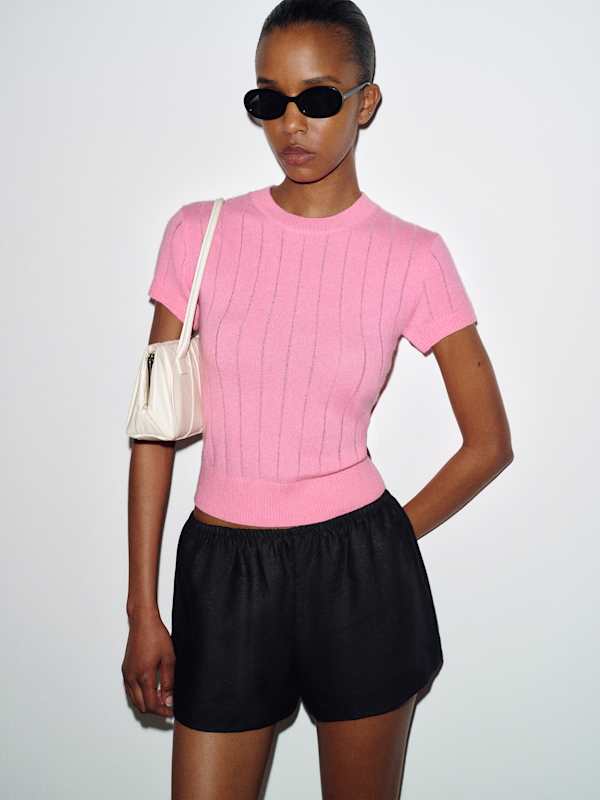 Darcy Cashmere Tee - Ribbed Taffy