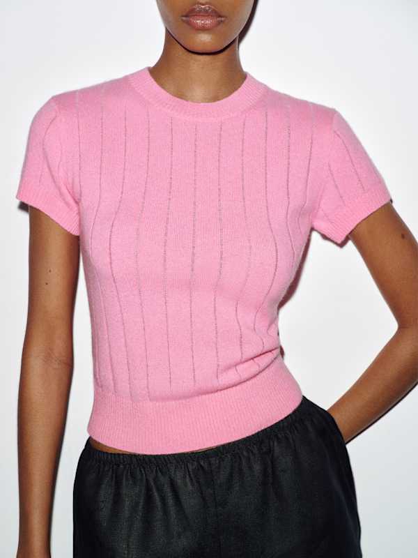 Darcy Cashmere Tee - Ribbed Taffy