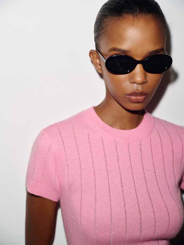 Darcy Cashmere Tee - Ribbed Taffy