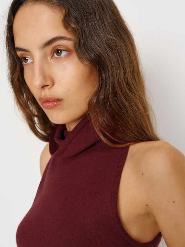 Marcy Cashmere Turtleneck Tank - Chianti