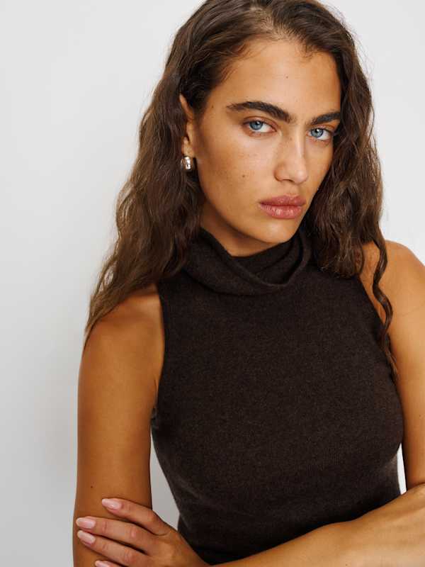 Marcy Cashmere Turtleneck Tank - Compost