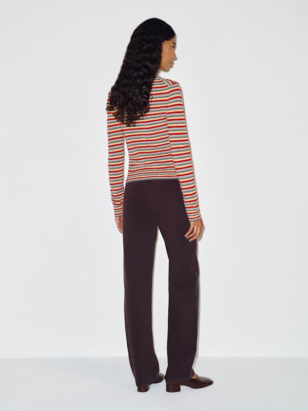 Lian Cashmere Crew Sweater - Compost Parmesan Multi Stripe