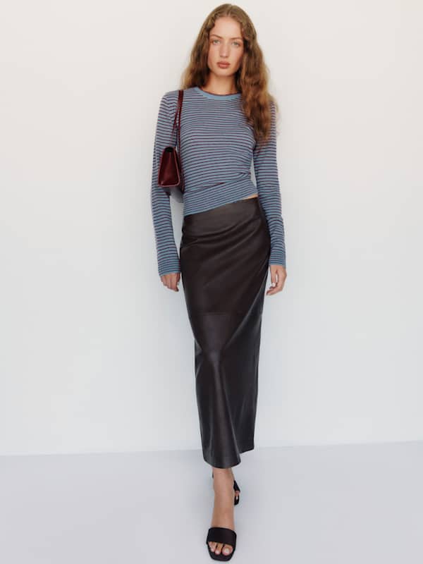 Lian Cashmere Crew Sweater - Bluebell Romance Feeder Stripe