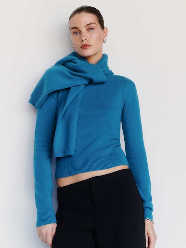Lian Cashmere Crew Sweater - Cerulean