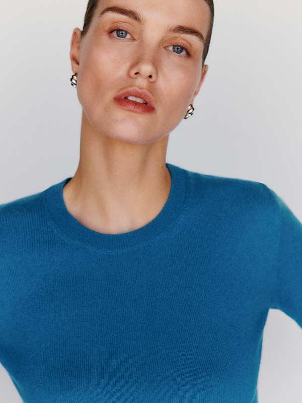 Lian Cashmere Crew Sweater - Cerulean