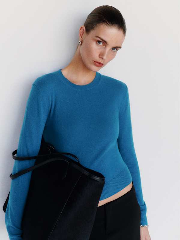 Lian Cashmere Crew Sweater - Cerulean