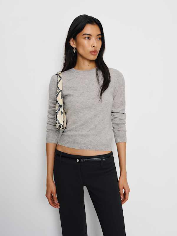 Lian Cashmere Crew Sweater - Foggy