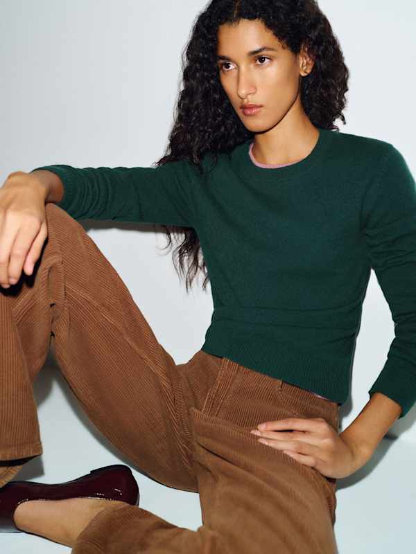 Lian Cashmere Crew Sweater - Forest