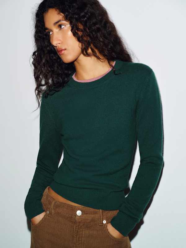 Lian Cashmere Crew Sweater - Forest