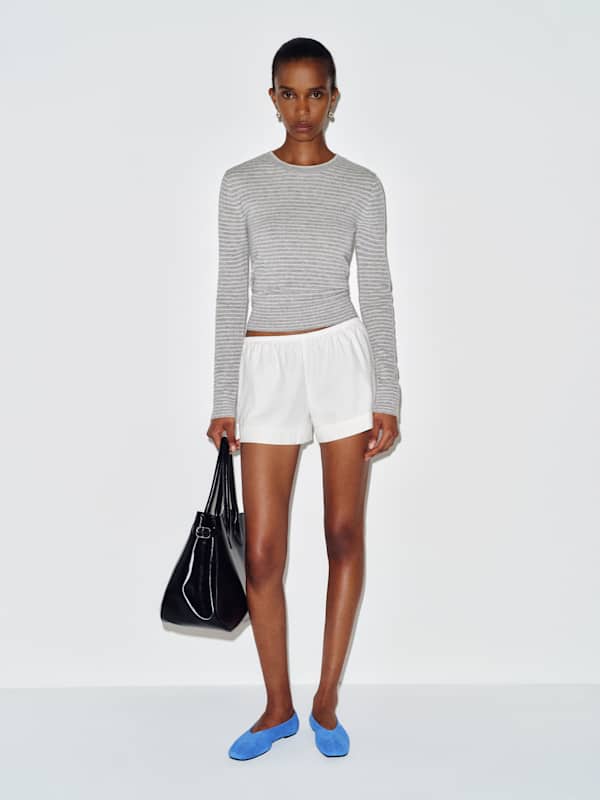 Lian Cashmere Crew Sweater - Granite Gossamer Stripe