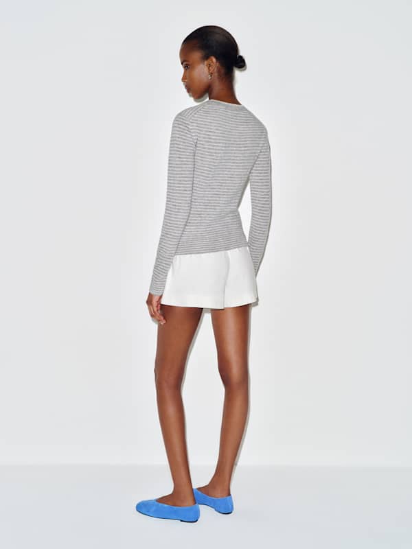 Lian Cashmere Crew Sweater - Granite Gossamer Stripe