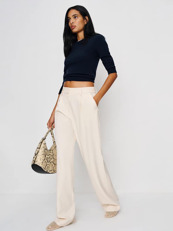 Lian Cashmere Crew Sweater - Navy