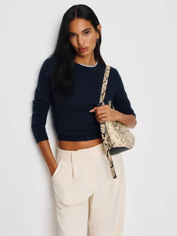 Lian Cashmere Crew Sweater - Navy