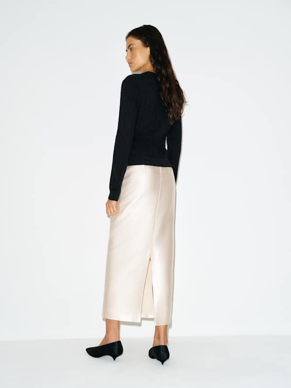 Lian Cashmere Crew Sweater - Ribbed Black