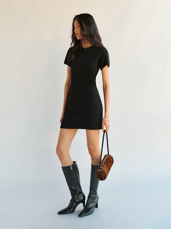 Sadie Cashmere Mini Dress - Black