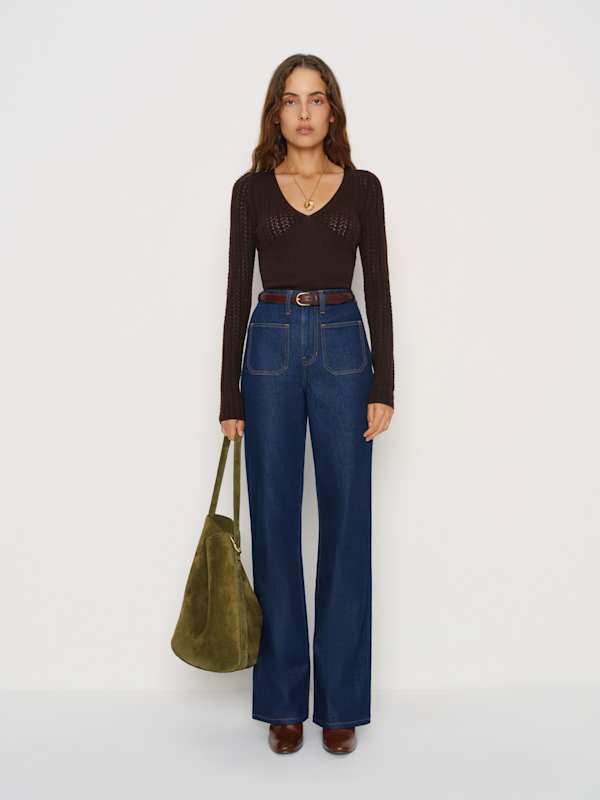 Krista Regenerative Merino V-neck - Mole