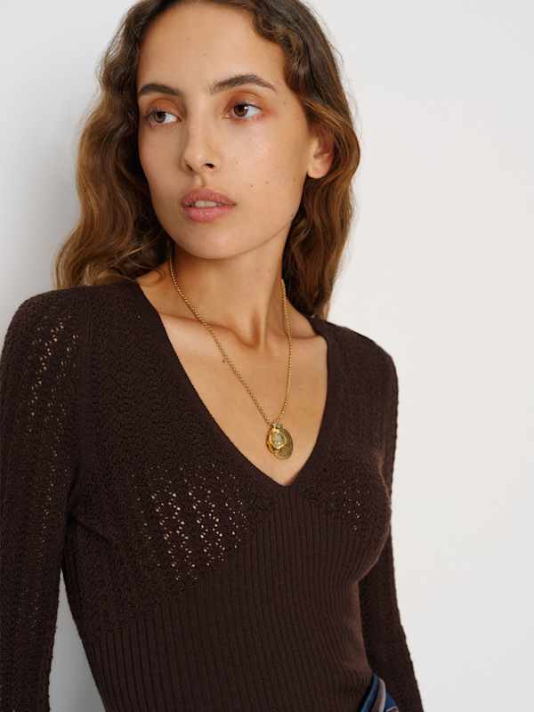 Krista Regenerative Merino V-neck - Mole