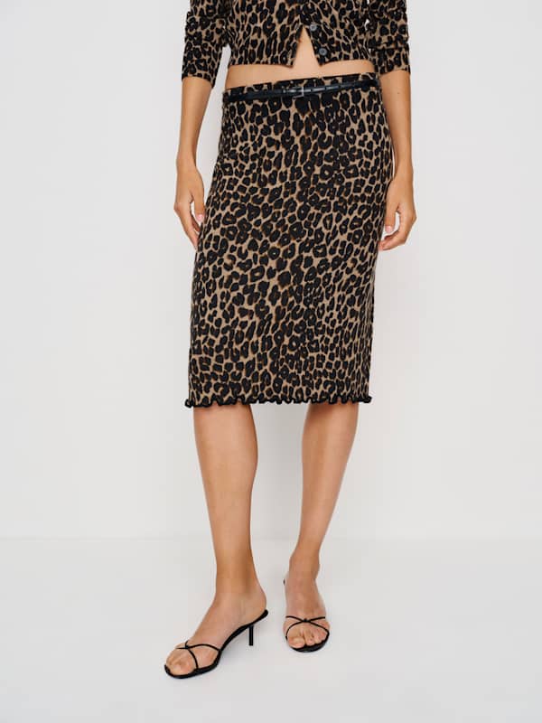 Nicola Regenerative Merino Skirt - Leopard