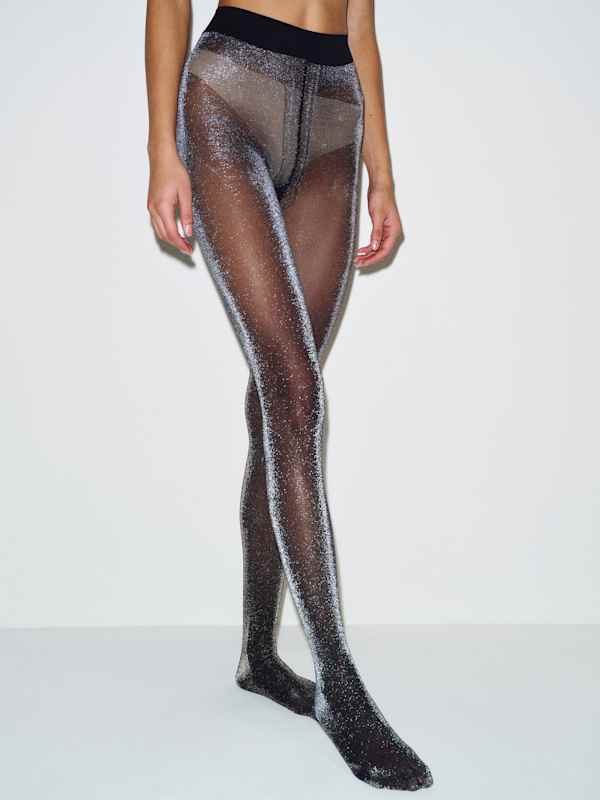 Swedish Stockings Tora Shimmery Tights - Black Silver