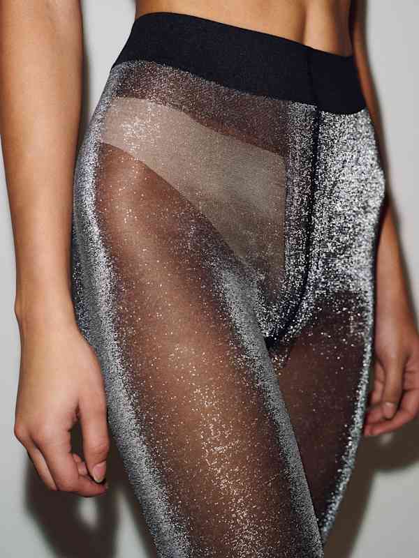 Swedish Stockings Tora Shimmery Tights - Black Silver