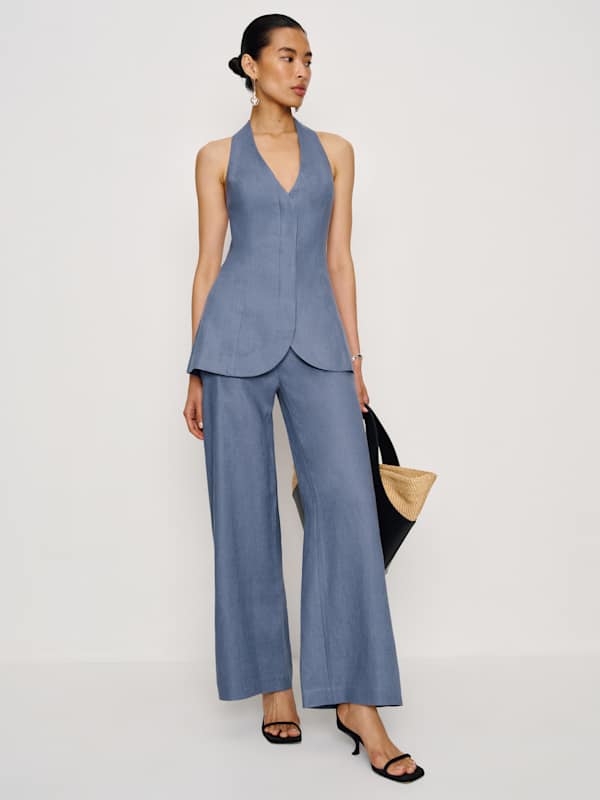 Clove Linen Two Piece - Cornflower