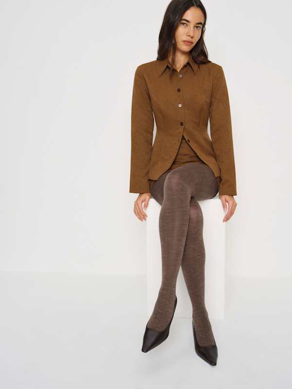 Swedish Stockings Ylva Wool Tights - Mid Brown