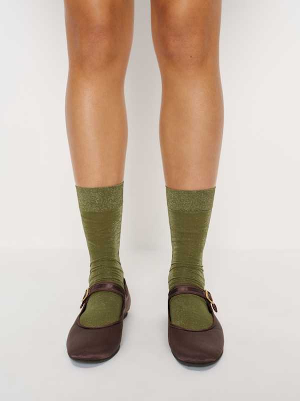Swedish Stockings Ines Shimmery Socks - Olive Green
