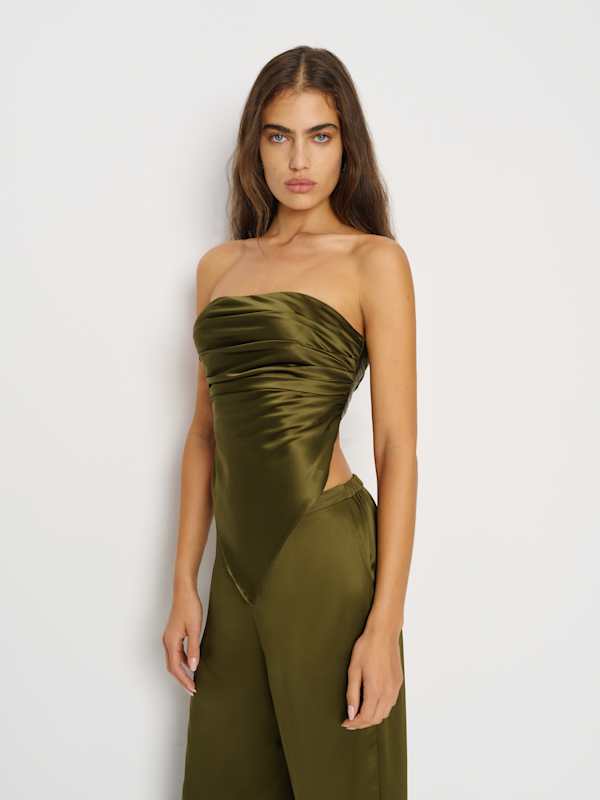 Marisol Silk Two Piece - Moss Garden