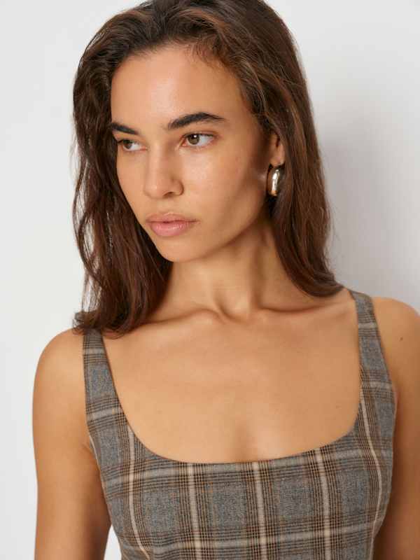 Elinda Dress - Cafe Plaid