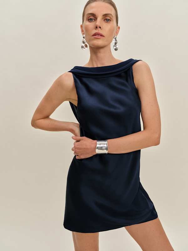 Jonelle Silk Dress - Navy