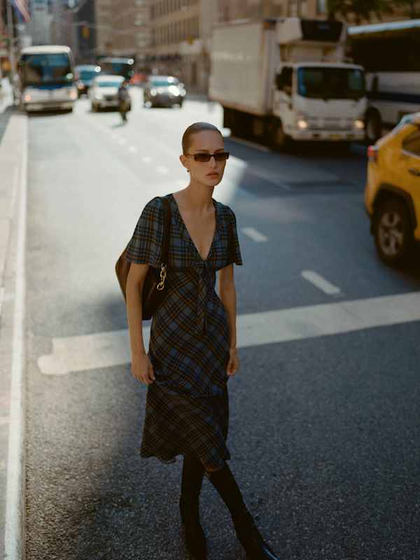 Tyra Dress - Slate Plaid