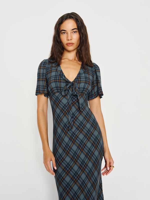 Tyra Dress - Slate Plaid