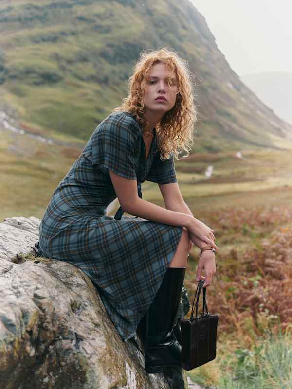 Tyra Dress - Slate Plaid