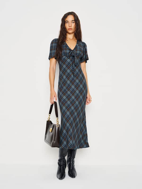 Tyra Dress - Slate Plaid