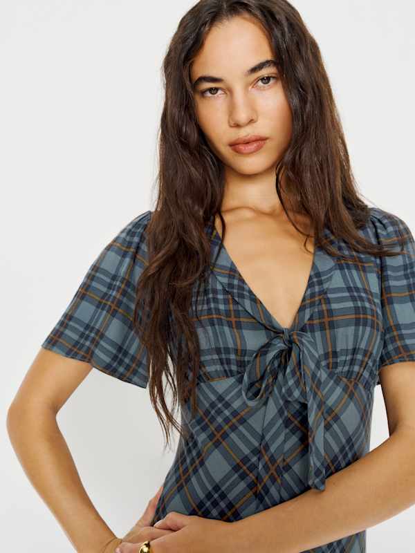 Tyra Dress - Slate Plaid
