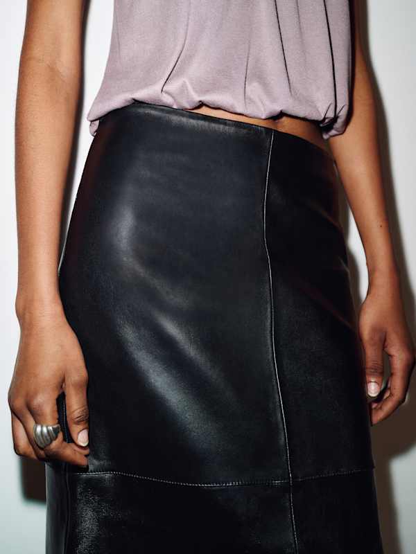 Veda Cole Low Waist Leather Maxi Skirt - Black