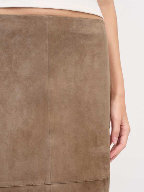Veda Cole Low Waist Leather Maxi Skirt - Mushroom