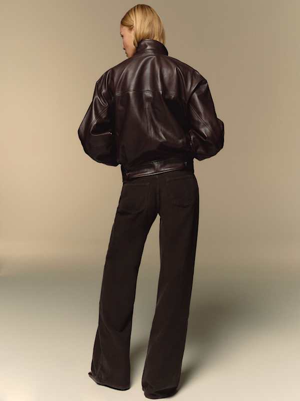 Veda Harrison Leather Oversized Bomber - Cocoa