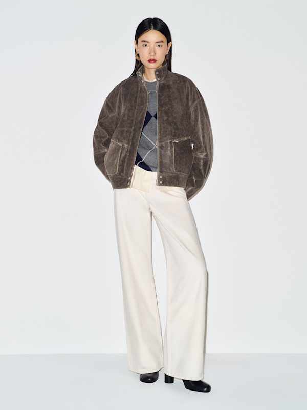 Veda Harrison Leather Oversized Bomber - Smoked Pearl