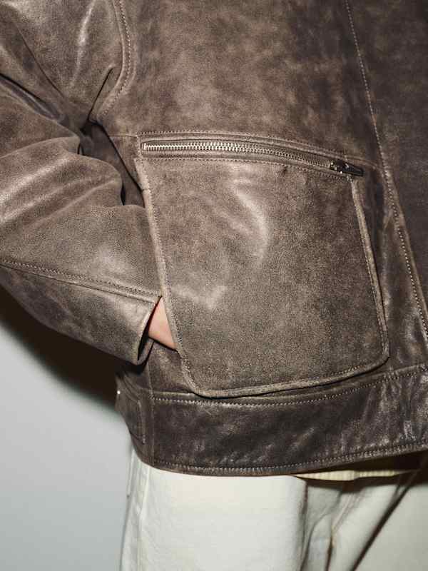 Veda Harrison Leather Oversized Bomber - Smoked Pearl