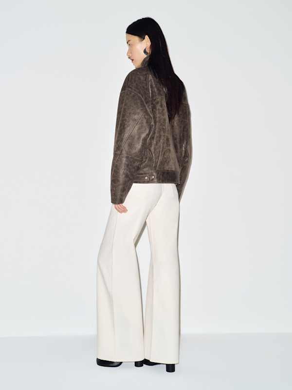 Veda Harrison Leather Oversized Bomber - Smoked Pearl