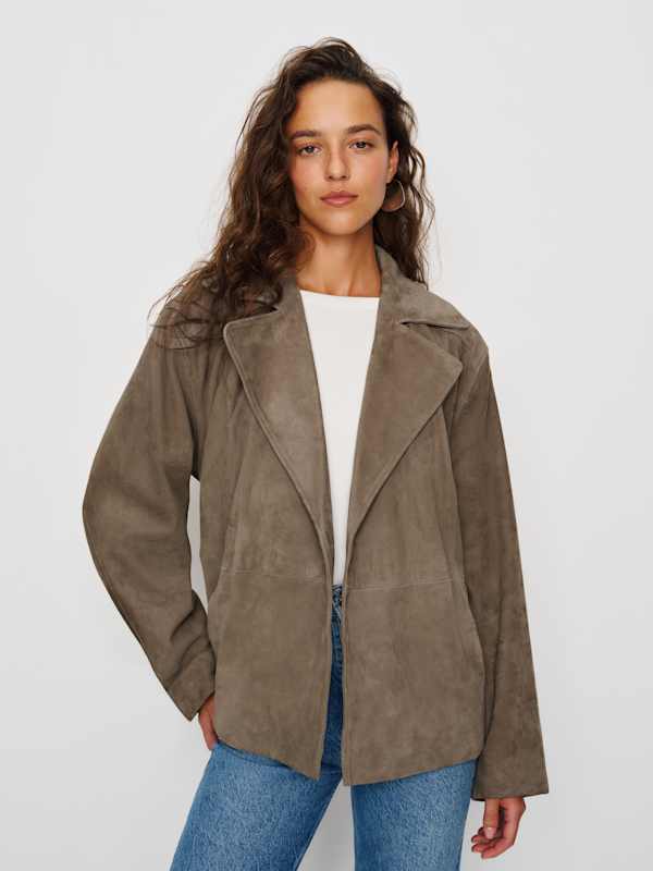 Veda Jaden Cropped Trench - Mushroom Suede