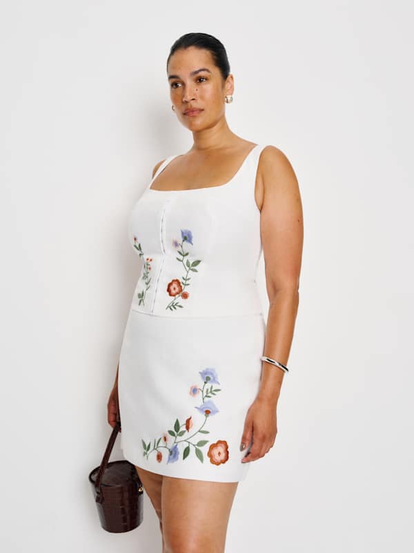 Jupe en lin Ren grandes tailles - Blanc