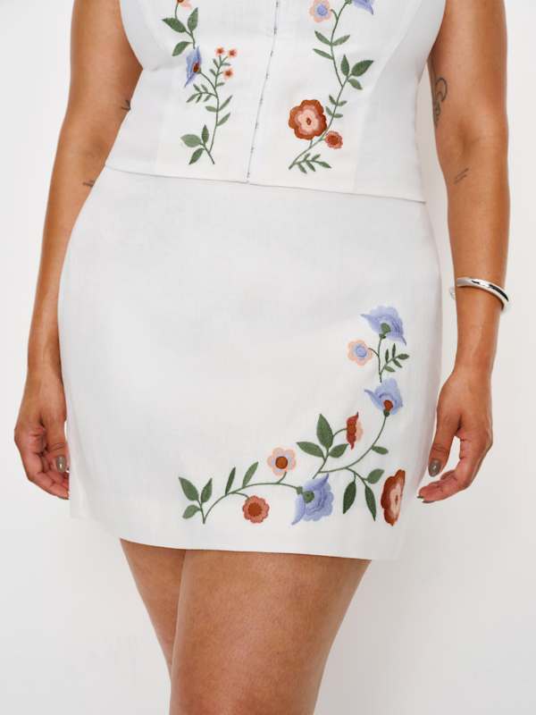 Jupe en lin Ren grandes tailles - Blanc