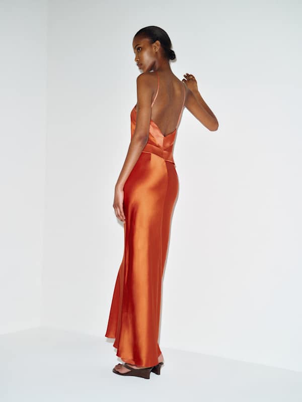 Jillian Silk Dress - Chili Mango