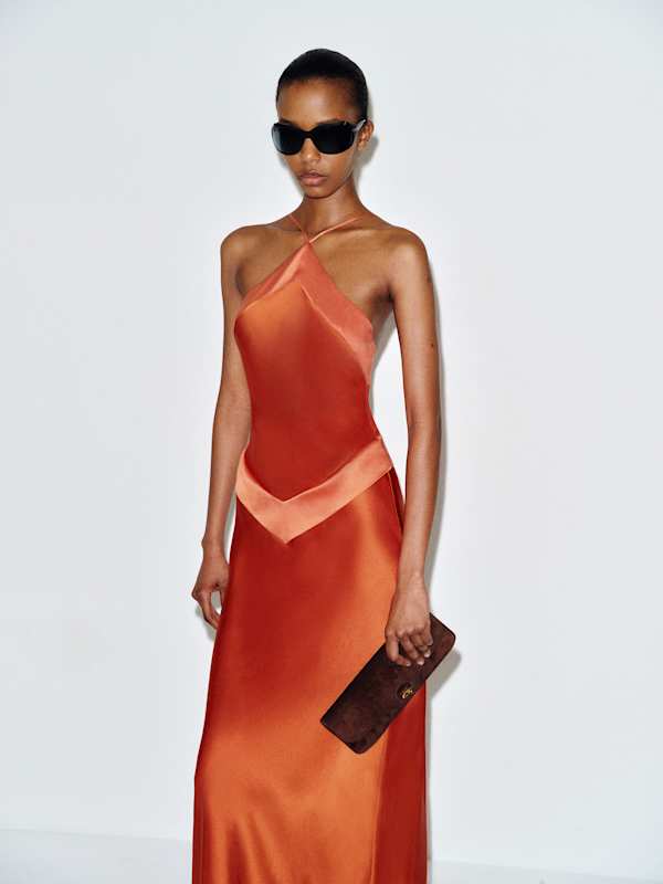 Jillian Silk Dress - Chili Mango