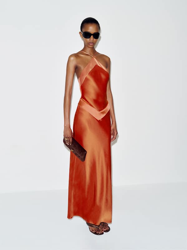 Jillian Silk Dress - Chili Mango