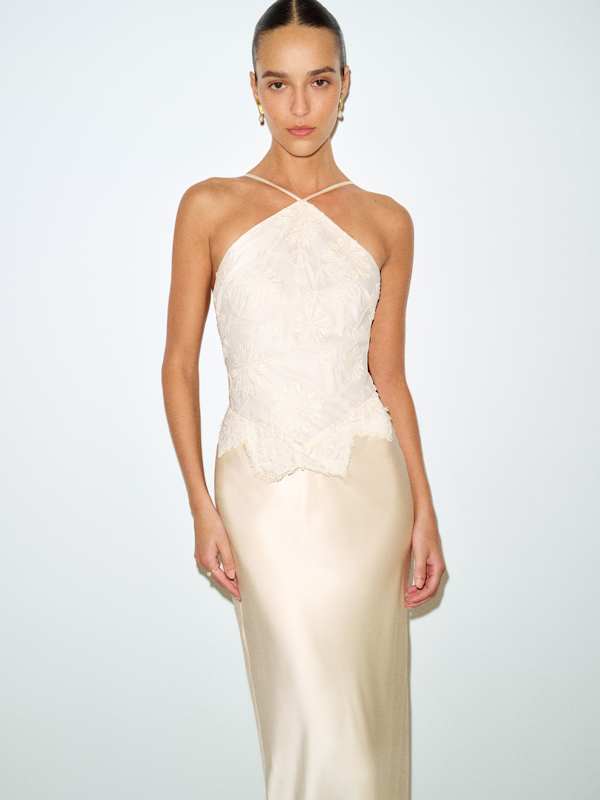 Jillian Silk Dress - Fior Di Latte Embroidery