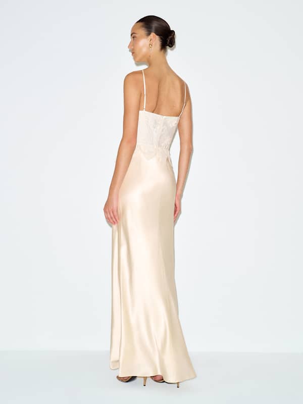 Jillian Silk Dress - Fior Di Latte Embroidery