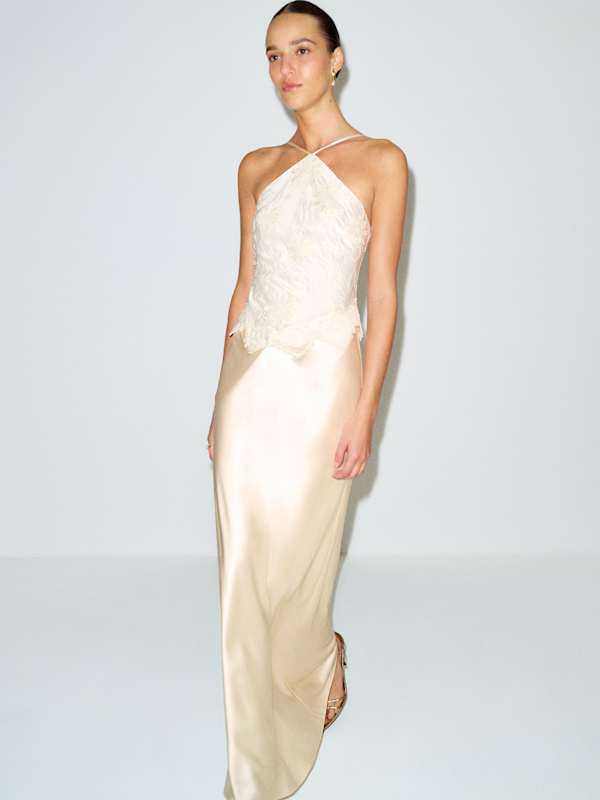 Jillian Silk Dress - Fior Di Latte Embroidery